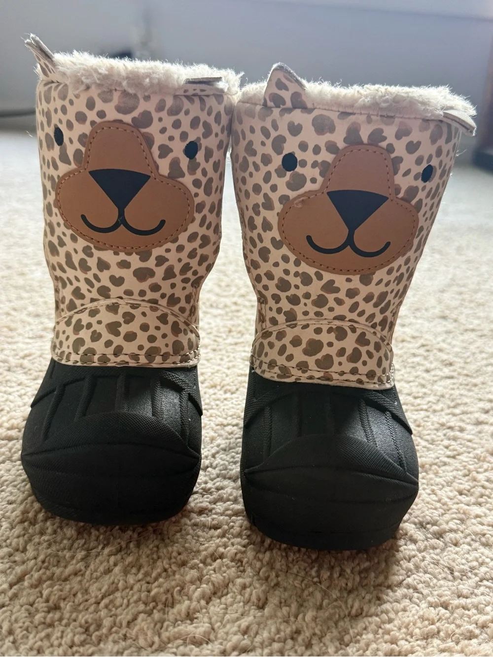 Cat & Jack Cozy Rain Boots - Black & Cream